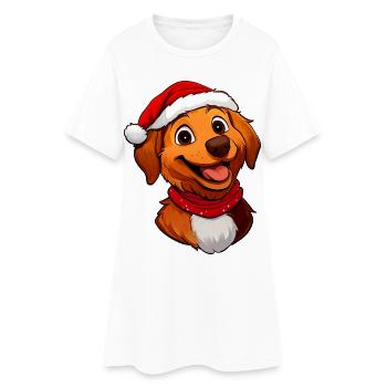 Chien Père Noël - Robe T-shirt Femme - blanc - Devant