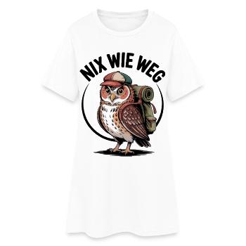 Wander-Eule mit Rucksack - Frauen T-Shirt-Kleid - Weiß - Vorne
