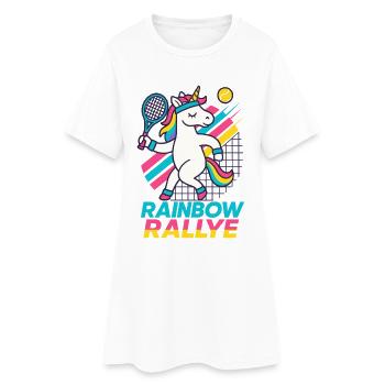 Einhorn Tennis, Rainbow Rallye - Frauen T-Shirt-Kleid - Weiß - Vorne