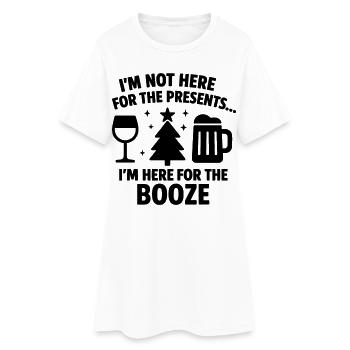 Hier für den Weihnachtsalkohol - Frauen T-Shirt-Kleid - Weiß - Vorne