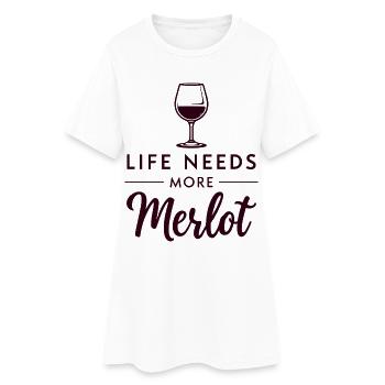 La vie a besoin de plus de paroles de vin de merlot - Robe T-shirt Femme - blanc - Devant