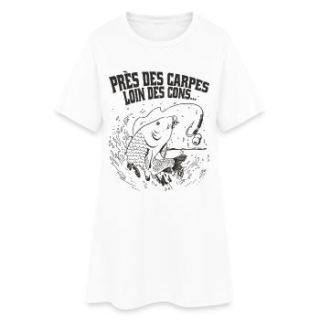 Near the Carp Far from the Idiots Fisherman Humor - Women’s T-Shirt Dress - white - Front