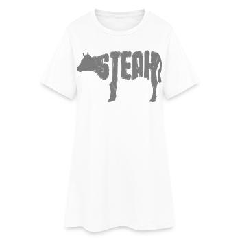 Steak-Kuh Silhouette Typo - Frauen T-Shirt-Kleid - Weiß - Vorne