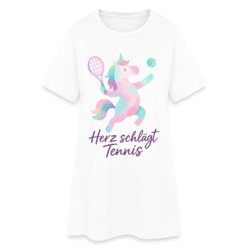 Battements de cœur Tennis, amour de licorne, tournoi - Robe T-shirt Femme - blanc - Devant