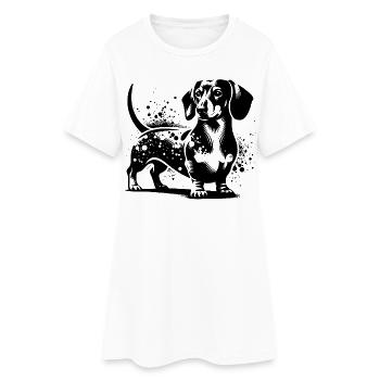 Dackel - Frauen T-Shirt-Kleid - Weiß - Vorne