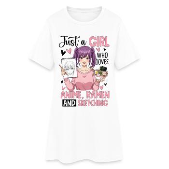 Juste une fille qui adore le croquis de ramen d’anime - Robe T-shirt Femme - blanc - Devant