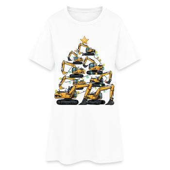 Cadeau du sapin de Noël drôle pour excavatrice - Robe T-shirt Femme - blanc - Devant