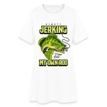 Toujours en train de branler ma canne en train de pêcher bizarrement - Robe T-shirt Femme - blanc - Devant