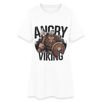 Angry Viking with Axe and Shield - Women’s T-Shirt Dress - white - Front