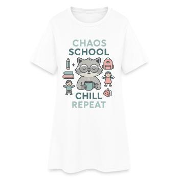 Chaos School Chill Repeat - Robe T-shirt Femme - blanc - Devant