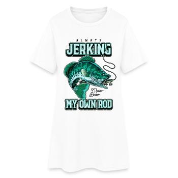 Immer mit meiner Rute zucken, komisches Angeln - Frauen T-Shirt-Kleid - Weiß - Vorne