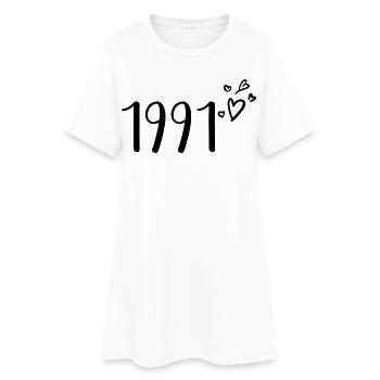 1991 - Frauen T-Shirt-Kleid - Weiß - Vorne