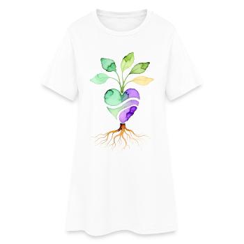 Watercolor Vegan Heart Roots – Herz Pflanze Wurzel - Frauen T-Shirt-Kleid - Weiß - Vorne