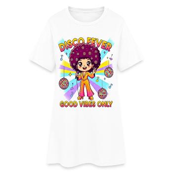 DISCO FEVER Cute Comic 70er - Frauen T-Shirt-Kleid - Weiß - Vorne