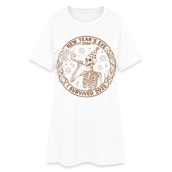Le réveillon du Nouvel An 2026 J’ai survécu à 2025 - Robe T-shirt Femme - blanc - Devant