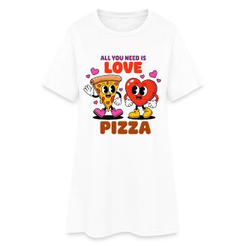 Tout ce dont tu as besoin, c’est d’aimer la pizza - Robe T-shirt Femme - blanc - Devant