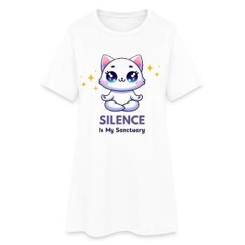 Cat in Meditation - Silence Is My Sanctuary - Women’s T-Shirt Dress - white - Front