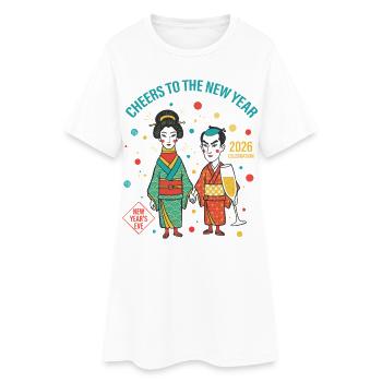 Santé au design de célébration du Nouvel An 2026 - Robe T-shirt Femme - blanc - Devant