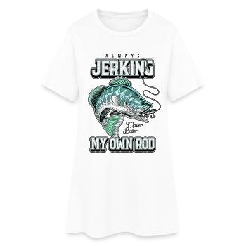 Immer mit meiner Rute zucken, komisches Angeln - Frauen T-Shirt-Kleid - Weiß - Vorne