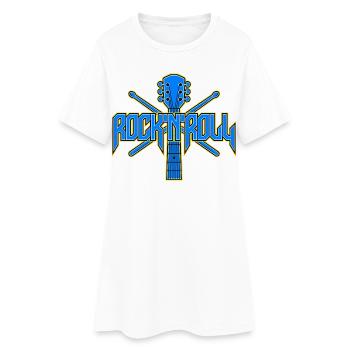Rock & Roll Gitarrenemblem - Frauen T-Shirt-Kleid - Weiß - Vorne
