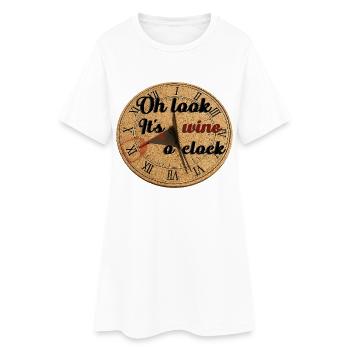 Oh Look It's Wine O'Clock – Sundial Illustration - Women’s T-Shirt Dress - white - Front