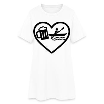 Heart Kayak Bier - Frauen T-Shirt-Kleid - Weiß - Vorne