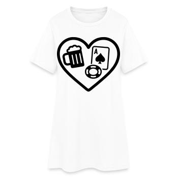 Bière au poker cœur - Robe T-shirt Femme - blanc - Devant