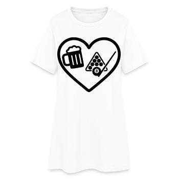 Heart Billiards Bier - Frauen T-Shirt-Kleid - Weiß - Vorne