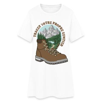Botte de trek  montagnes t-shirt outdoor randonnée - Robe T-shirt Femme - blanc - Devant