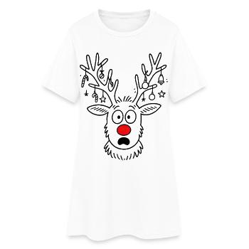 Renne Rudolph Joyeux Noël - Robe T-shirt Femme - blanc - Devant