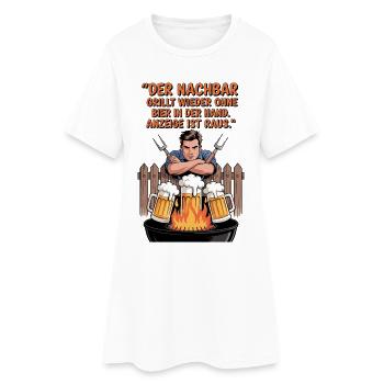 Motif de slogan de grill Bière et quartier - Robe T-shirt Femme - blanc - Devant