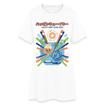 Fête des feux d’artifice Bonne Année 2026 - Robe T-shirt Femme - blanc - Devant