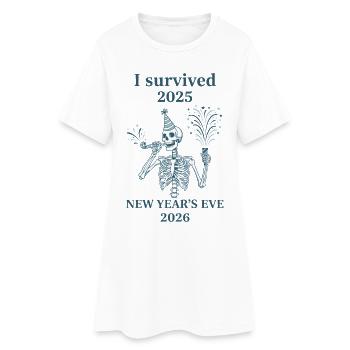 J’ai survécu au réveillon du Nouvel An 2025 2026 - Robe T-shirt Femme - blanc - Devant
