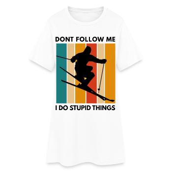 Ne me suis pas, je fais des bêtises - Robe T-shirt Femme - blanc - Devant