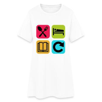 Eat Sleep Read Repeat Funny Quote Book - Women’s T-Shirt Dress - white - Front
