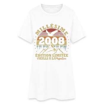 Millésime 2008 Vintage Anniversaire Rétro Cadeau - Robe T-shirt Femme - blanc - Devant