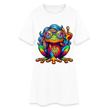 Hippie Frog Festa des années 70 des années 1970 - Robe T-shirt Femme - blanc - Devant