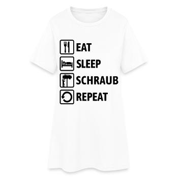 Eat Sleep Schraub Repeat - Schrauber Mechaniker - Frauen T-Shirt-Kleid - Weiß - Vorne