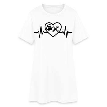 Heart Beer Car Mechanic Humor - Women’s T-Shirt Dress - white - Front