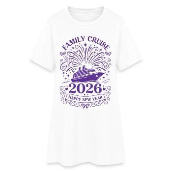 Croisière en famille 2026 Bonne année Salut - Robe T-shirt Femme - blanc - Devant