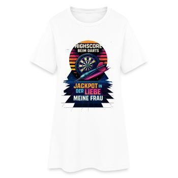 darts highscore liebe, jackpot meine frau - Frauen T-Shirt-Kleid - Weiß - Vorne