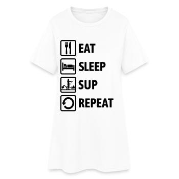Mange, Dors, SUP, Répétez - Standup Paddling - Robe T-shirt Femme - blanc - Devant