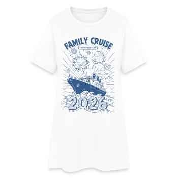 Family Cruise 2026 Happy New Year Fireworks - Women’s T-Shirt Dress - white - Front