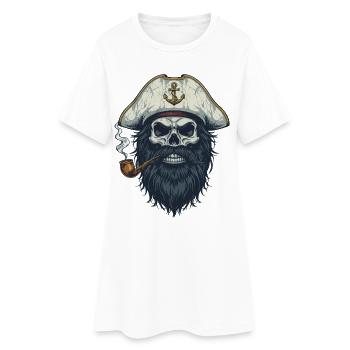 Kapitän Totenkopf Seemann Nautik Meer See Boot - Frauen T-Shirt-Kleid - Weiß - Vorne