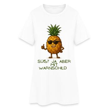 Ananas mit Stil Warnschild - Frauen T-Shirt-Kleid - Weiß - Vorne