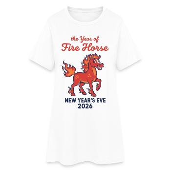 L’Année du Cheval de Feu Réveillon 2026 - Robe T-shirt Femme - blanc - Devant
