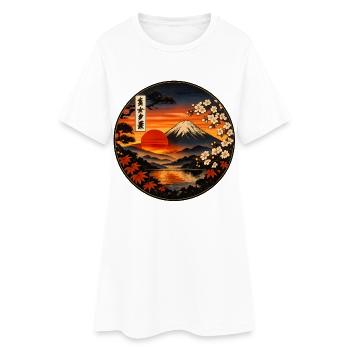 Soirée de Fuji Japon Coucher de soleil au lac 富士 - Robe T-shirt Femme - blanc - Devant