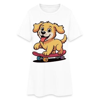 Dessin animé Skateboard Dog - Robe T-shirt Femme - blanc - Devant