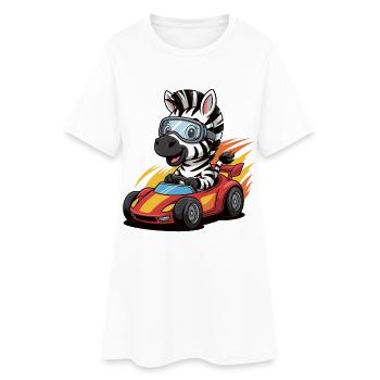 Kart de course Zebra avec lunettes de sécurité - Robe T-shirt Femme - blanc - Devant