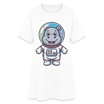 Hippo Astronaut Weltraum-Abenteuer - Frauen T-Shirt-Kleid - Weiß - Vorne
